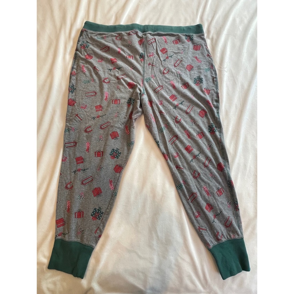 Torrid Sleep Women 3 Christmas Holiday Gift Print Pajama Jogger Pants Grey Green - Picture 8 of 10